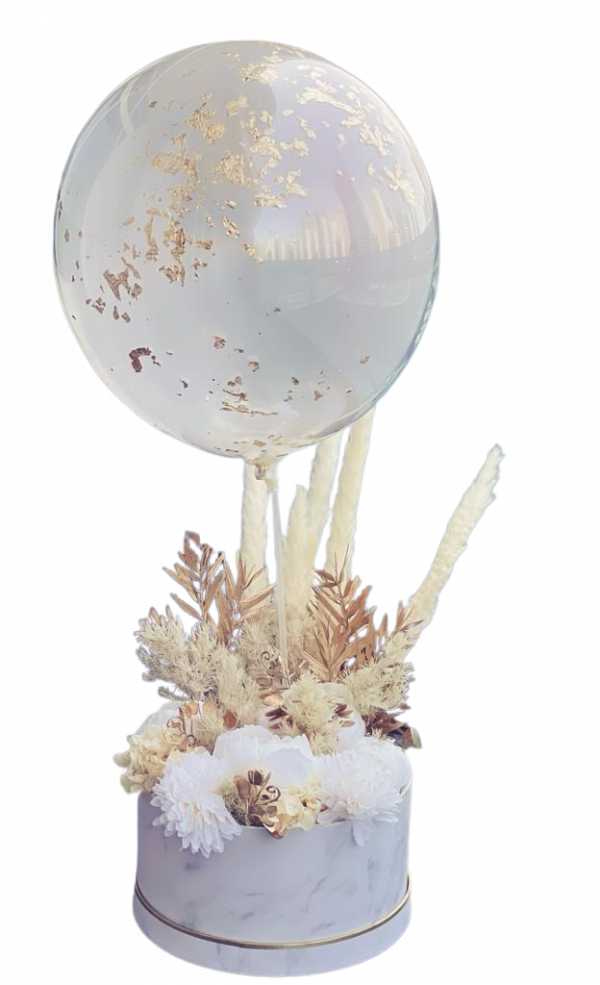 Flower Box With Personalized Bubble Balloon