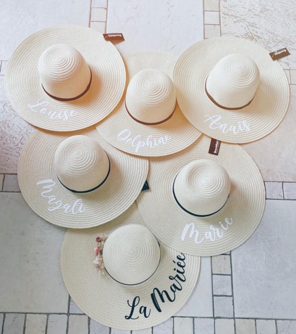 straw hat with text