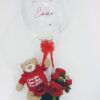 Personalised balloon with teddy bear and bouquet